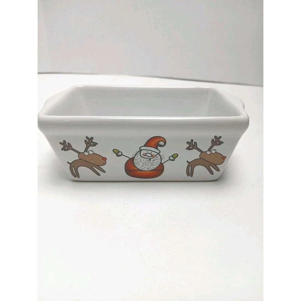 Michael’s Stoneware Christmas White Ceramic Happy Holidays Mini Loaf Pan